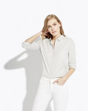 Deep V Neck Flutter Sleeve Button Down